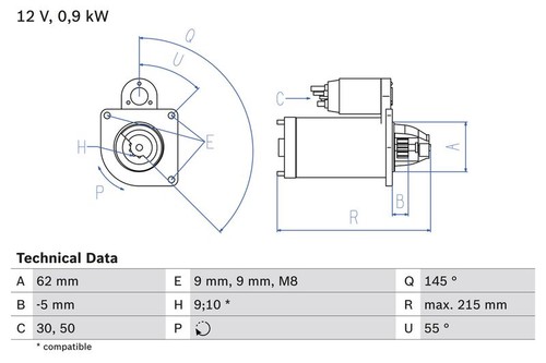 Starter bosch 0986013850 - bosch,